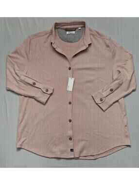 NWT $168 Johnnie-O Priscilla Shirt Flannel shacket top Ash Rose sz L